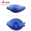 Fish-Shaped Glass Dish With Deep Blue Color